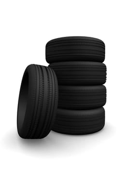 3d rendered illustration of black tires