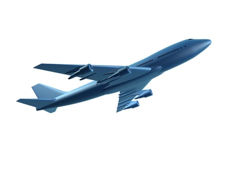 3d rendered illustration of a flying blue plane