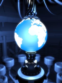 3d rendered illustration of a reactor and a globe