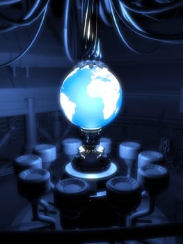 3d rendered illustration of a reactor and a globe