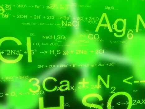 3d rendered illustration of science formulas and molecules