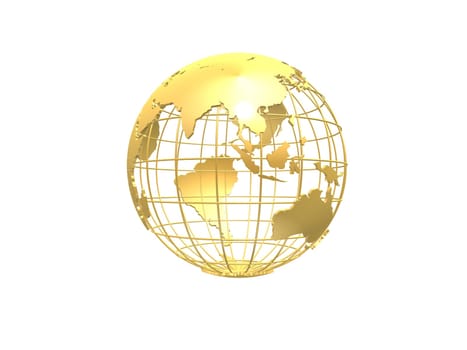 3d rendered illustration of a golden metal globe
