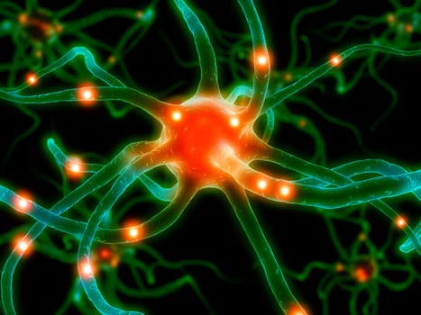 3d rendered illustration of an active neuron cell