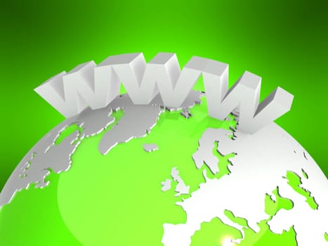 3d rendered illustration of a globe and a www sign