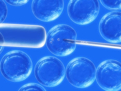 3d rendered close up of cells and a pipette