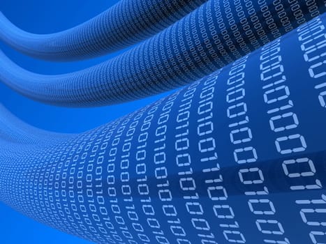 3d rendered illustration of blue digital streams