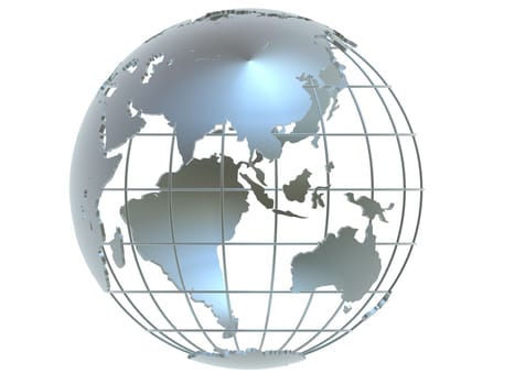 3d rendered illustration of a silver metal globe