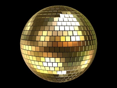 3d rendered illustration of a golden disco sphere