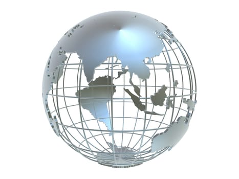 3d rendered illustration of a silver metal globe