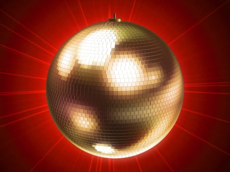 3d rendered illustration of a golden disco sphere