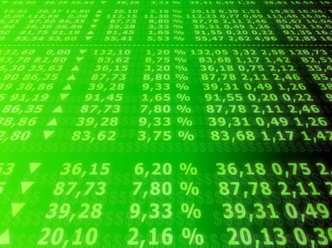 3d rendered illustration from a board of stock numbers