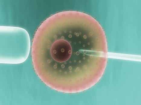 3d rendered close up of a cell and a pipette