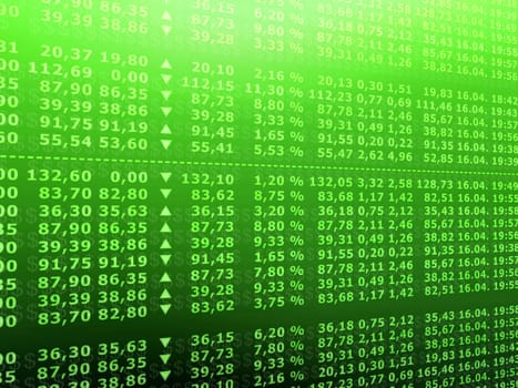 3d rendered illustration from a board of stock numbers