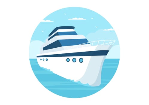 Yachts Template Hand Drawn Cartoon Flat Illustration with People Dancing, Sunbathing, Drinking Cocktails and Relaxing on Cruise Yacht at Ocean