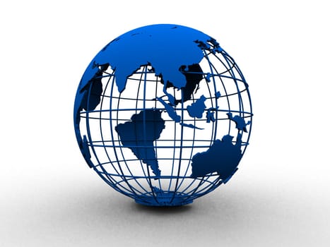 3d rendered illustration of a blue metal globe