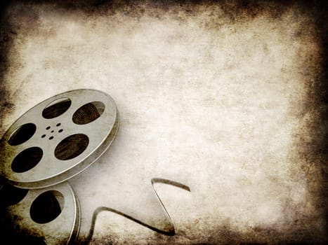 3d rendered illustration of an old paper with two film reels