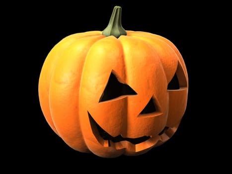 3d rendered illustration of an orange halloween pumpkin on a black background