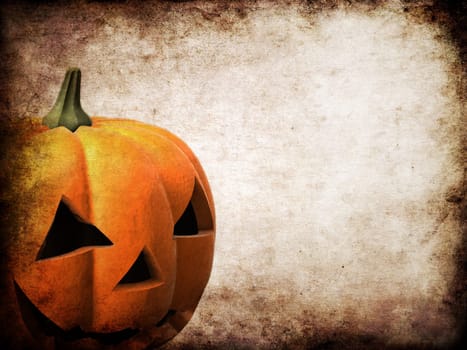 3d rendered illustration of an old paper with a halloween pumpkin