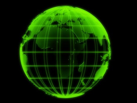 3d rendered illustration of a green transparent globe