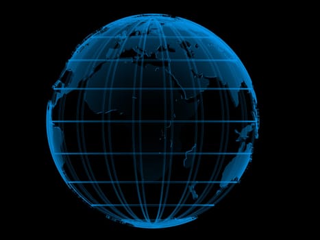 3d rendered illustration of a blue transparent globe