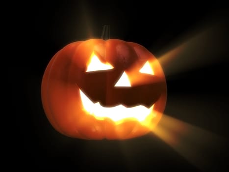 3d rendered illustration of a glowing halloween pumpkin