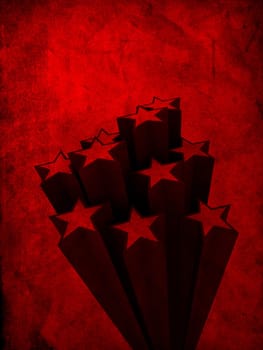 3d rendered illustration of an old red paper with stars