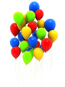 3d rendered illustration of many colored balloons