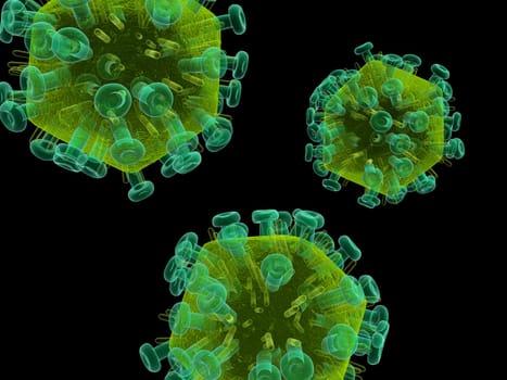 3d rendered close up of some isolated aids viruses