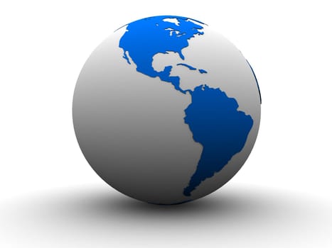 3d rendered illustration of a blue and white globe
