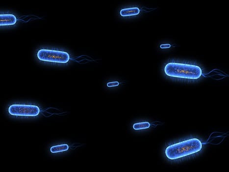 3d rendered close up of blue streaming bacteria