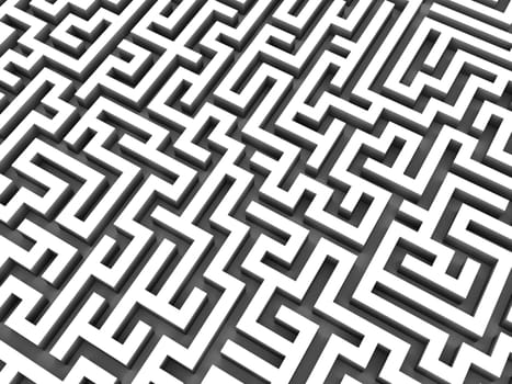 3d rendered illustration of a silver maze