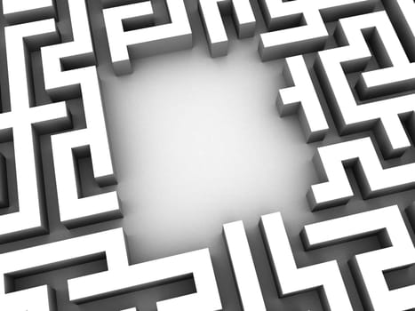3d rendered illustration of a silver maze