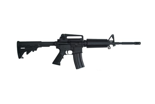 AR-15 Assault rifle with iron sights isolated on white