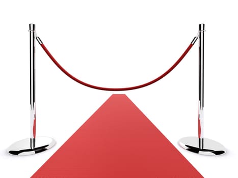 3d rendered illustration of a red carpet and barrier