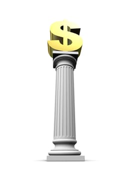3d rendered illustration of a white column with a dollar sign