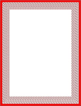 A white frame with a red border and a ribbon knot pattern border.