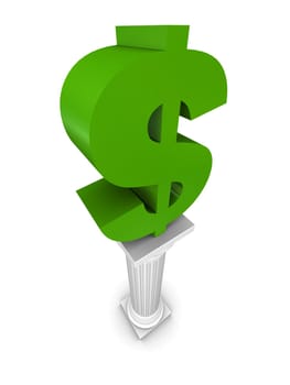 3d rendered illustration of a white column with a dollar sign