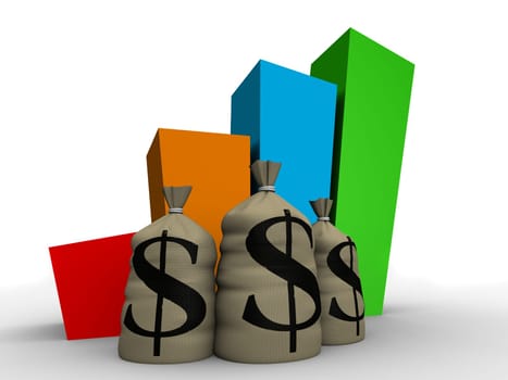 3d rendered illustration of a statistic and money sacks