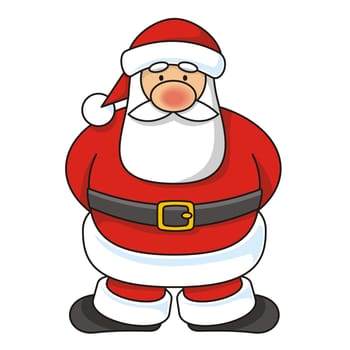 Cartoon illustration of a Santa Claus standing  The vector version is a fully editable EPS 8 file, compressed in a zip file. No gradients or transparencies. Can be scaled to any size without loss of quality.
