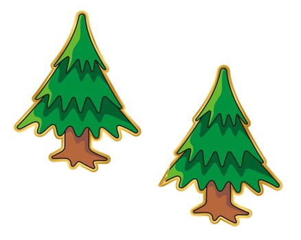 Christmas Tree Sticker normal and peeling version  The vector version is a fully editable EPS 8 file, compressed in a zip file. Linear gradients, no transparencies. Can be scaled to any size without loss of quality.