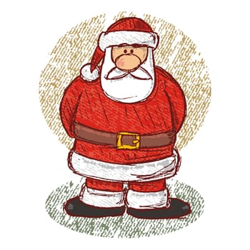 Grunge and cartoonish Santa sketch with pastels  The vector version is a fully editable EPS 8 file, compressed in a zip file. No gradients or transparencies. Can be scaled to any size without loss of quality.