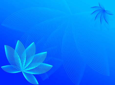 Colorful flowers as decoration for this blue background