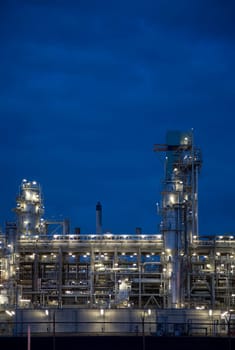 Refinery at night in the Port of Rotterdam, Europoort, Holland