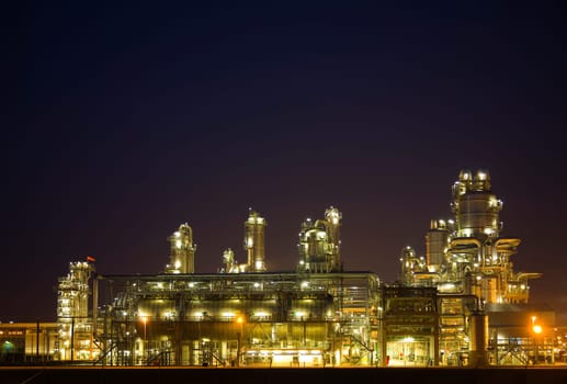 Refinery at night in the Port of Rotterdam, Europoort, Holland