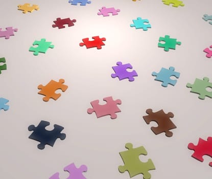 Illustration of jigsaw pieces of different colors