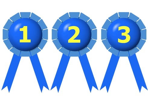 Illustration of 3 winning ribbons