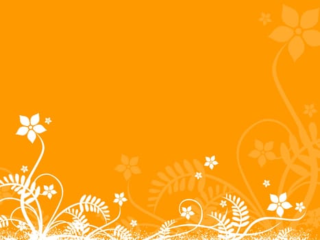abstract white floral design in orange and red background