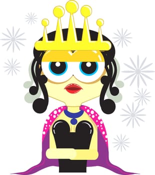 A cute princess standing in costumes with crown