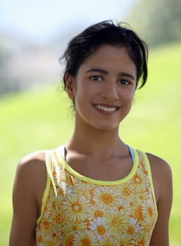 Indian thirteen year old girl smiling