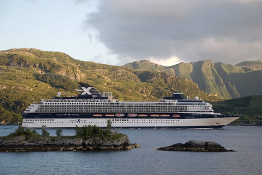 Foreign tourist ship in Norway